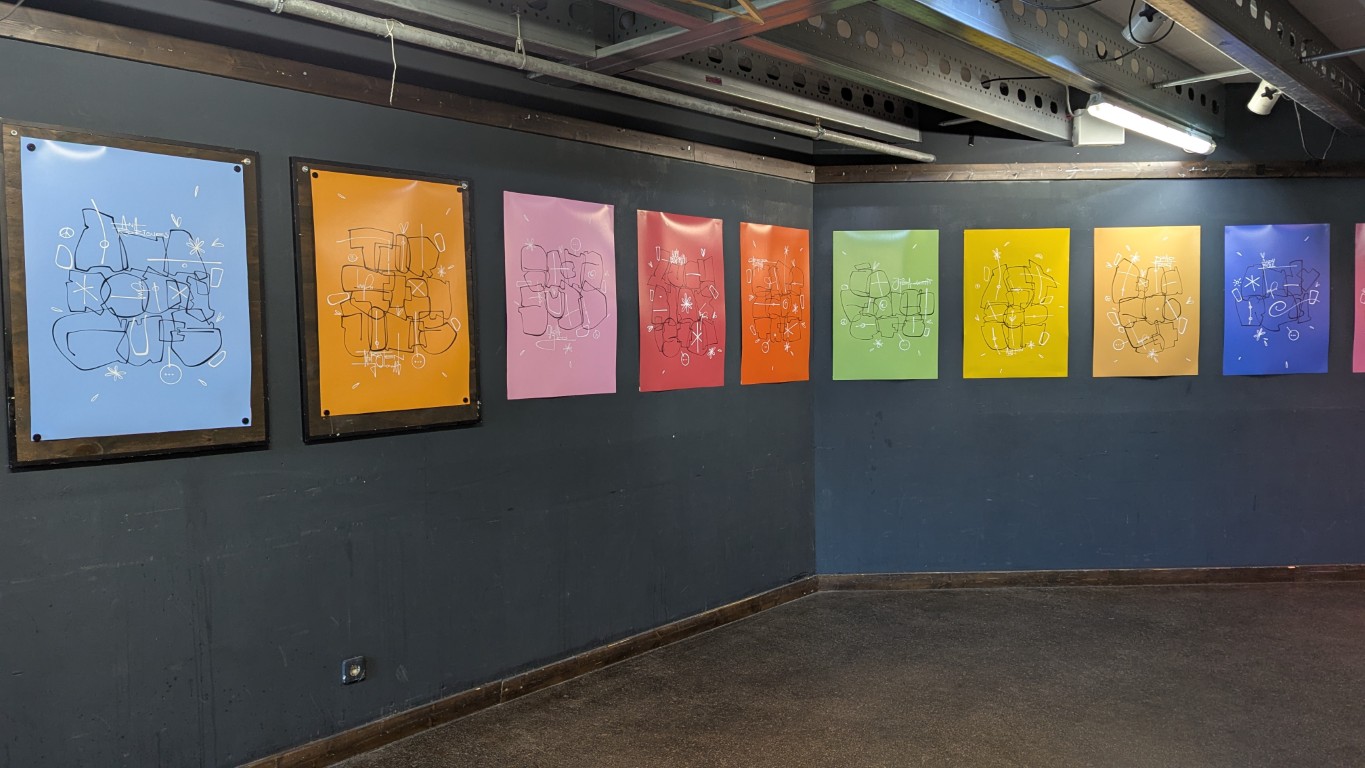 Posters for the event in the foyer of Beyond Tellerrand Berlin 2025